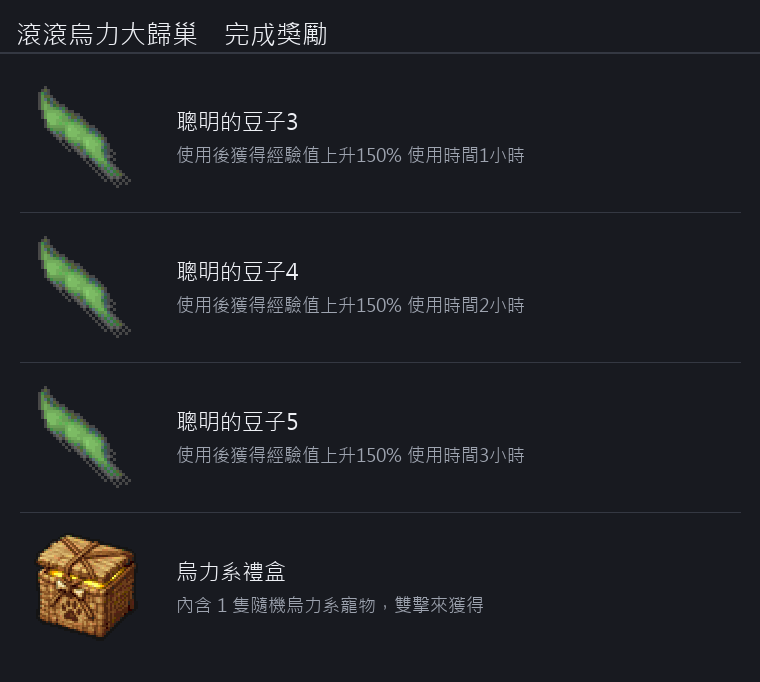 滾滾烏力大歸巢 獎勵