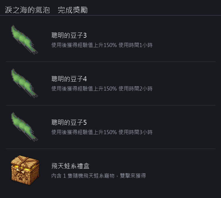 淚之海的氣泡 獎勵
