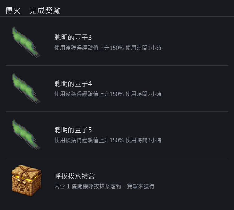 傳火 獎勵