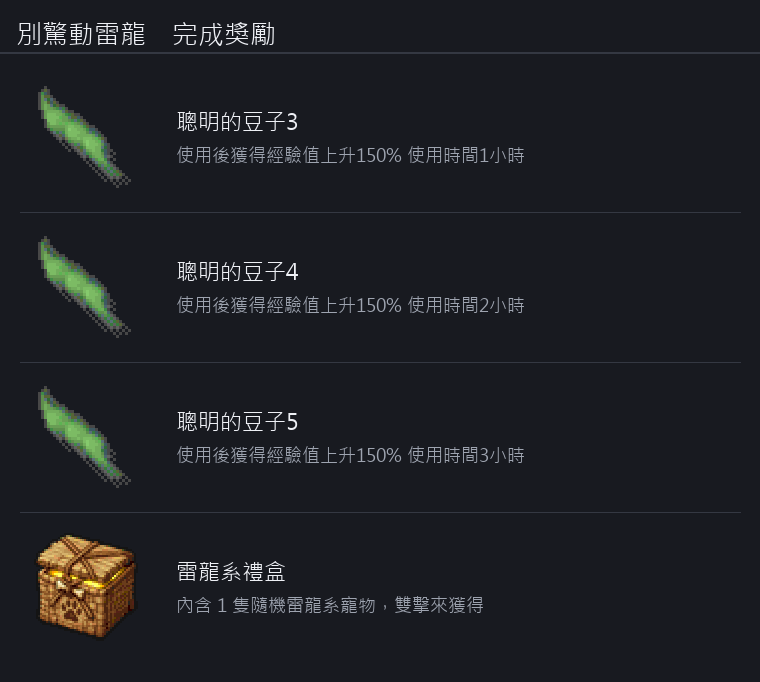 別驚動雷龍 獎勵